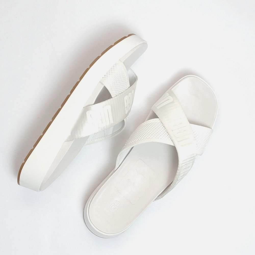 NWOT UGG Slide Sandal Emily Mesh Platform White Women's 9 NEW MSRP $100